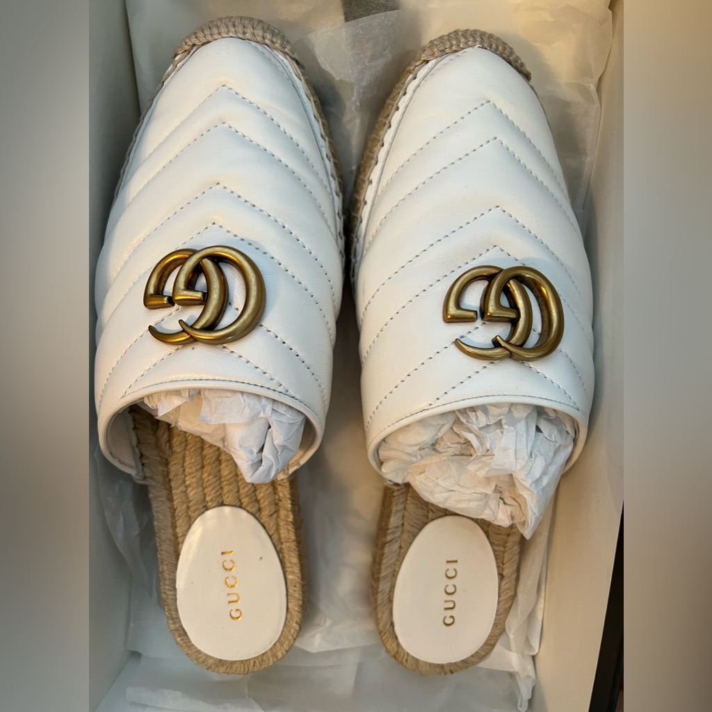 Gucci Gg Leather Espadrille White 37
